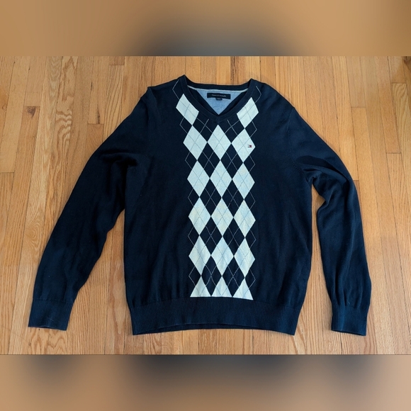 Tommy Hilfiger Men's Navy Argyle Sweater - Picture 1 of 5